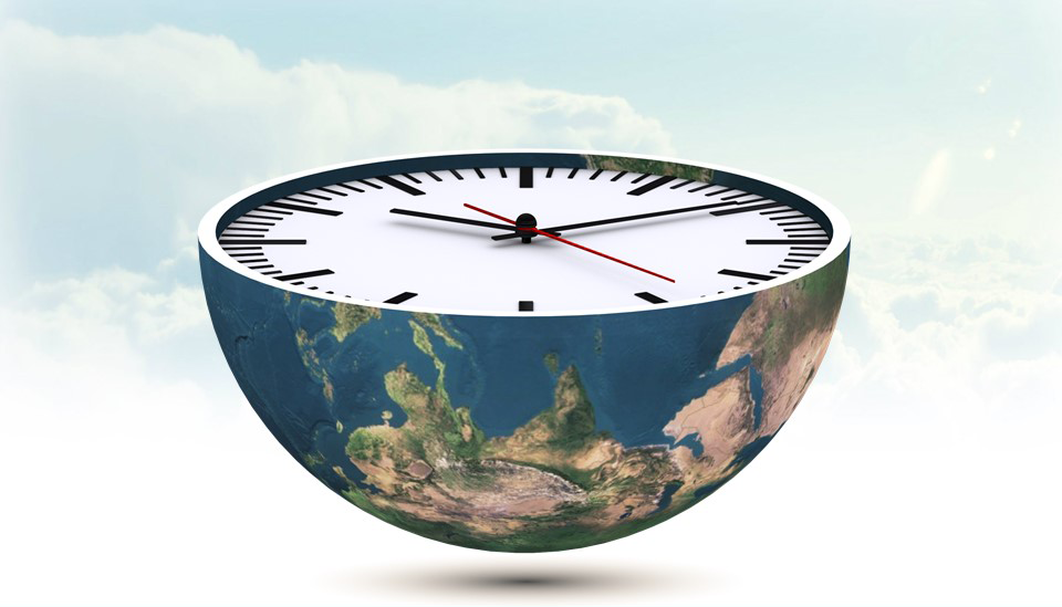 clock on the globus
